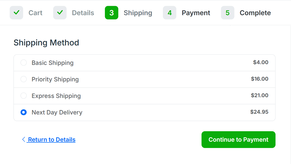 Customer choices at checkout