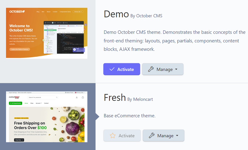 Fresh Theme storefront preview