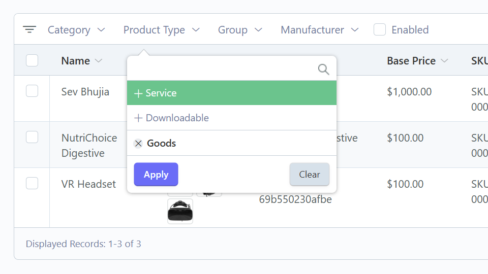 Search and filter your catalog